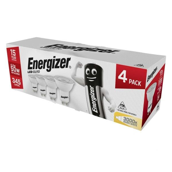 Energizer Led Gu10 50 Non-dimmable Bulb, Warm White 345 Lm 4.2w (pack 4) - Multi Colour - 