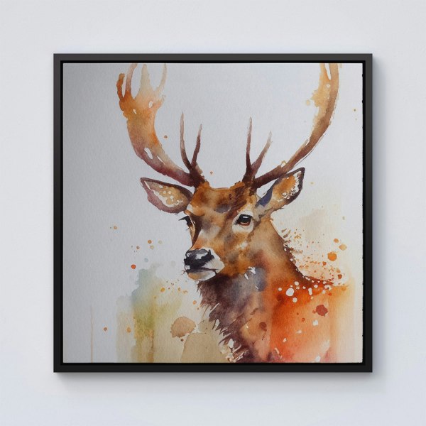 Warren Reed Majestic Stag Watercolour Framed Canvas