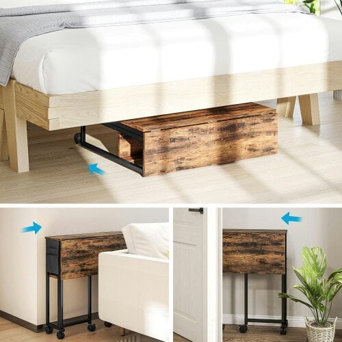 Wyld Haus Saha 80cm Wooden Rustic Brown Drop Leaf Writing Desk