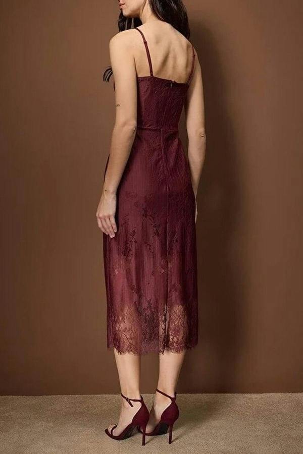 WOVCOR Lace Midi Lined Dress