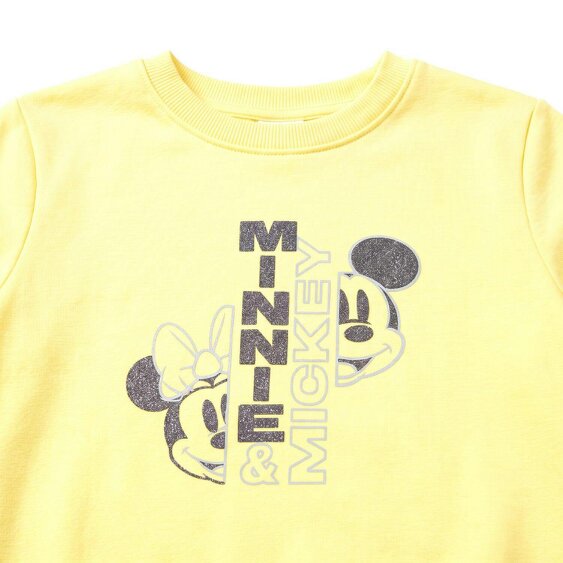 Onomato! Women's Mickey & Minnie Mouse Jumper 100% Cotton French Terry Size L Yellow