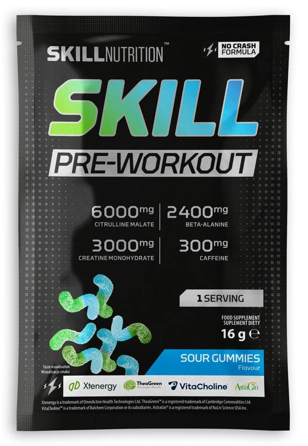 Skill Nutrition Skill Pre-Workout, Sour Gummies - 16-16.5g (1 serving)