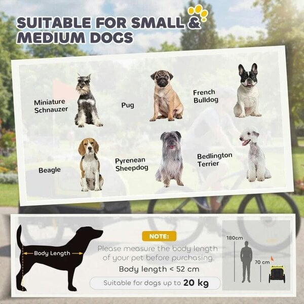 Dog Bike Trailer with Flip-Down Ramp Tailgate, Quick Release Frame, Universal Bicycle Coupler, Reflectors, Yellow