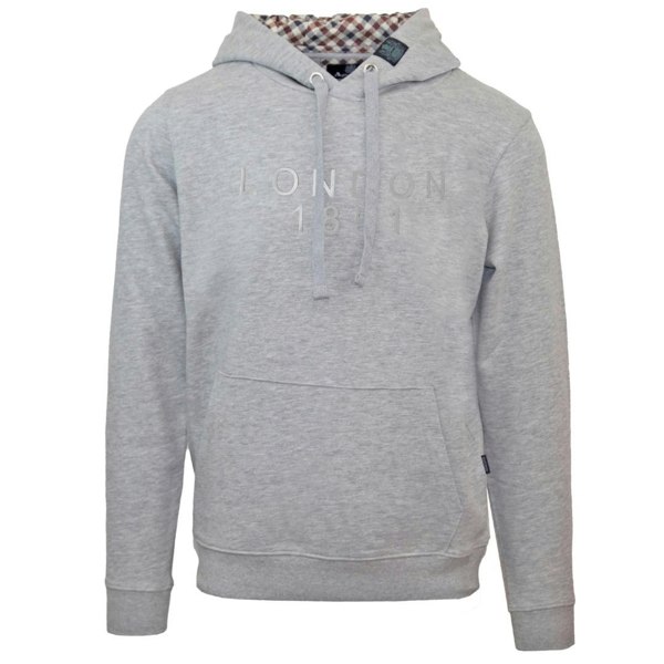 Aquascutum Bold London 1851 Logo Hoodie - Grey