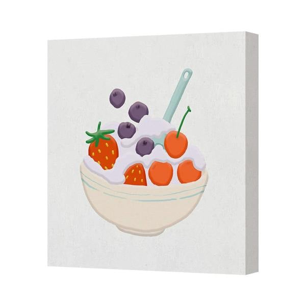 Benjamin Tate Design Contemporary Fruit Bowl Canvas Art Print With Whipped Cream And Berries