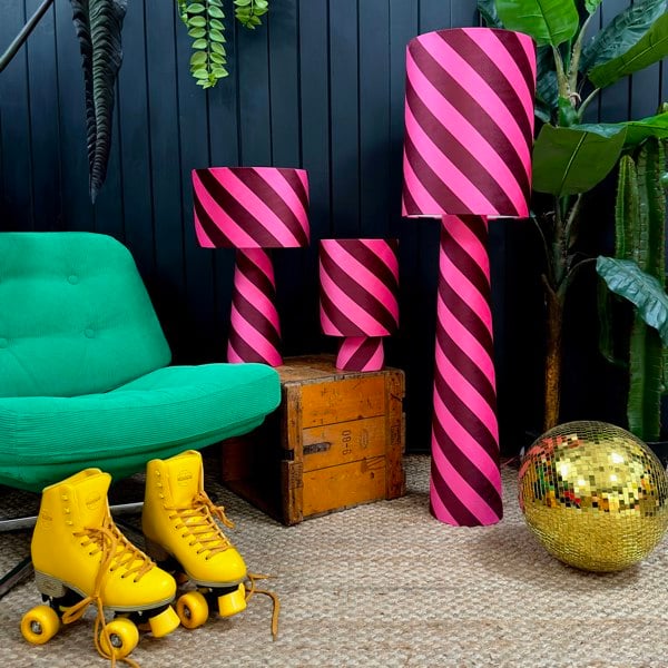 love frankie helter skelter lamps in raspberry ripple