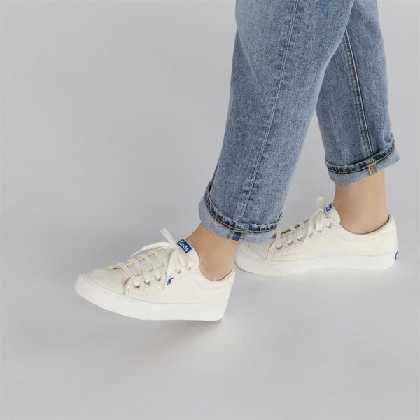 Keds Women's Crew Kick 75 Canvas White Shoes with Cushioned Footbed