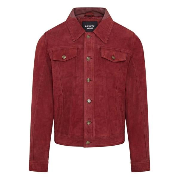 Infinity Leather Mens Trucker Goat Suede Western Leather Jeans Jacket - Yangon