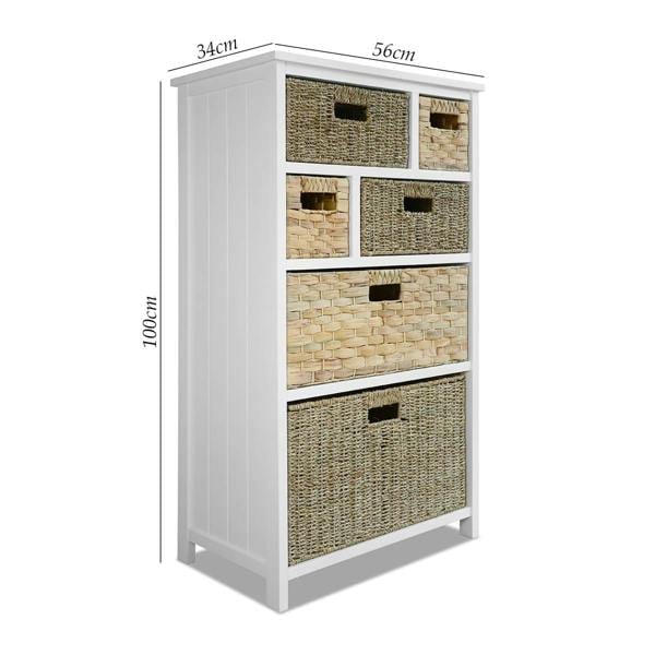 Statement Furniture Tetbury 6 Drawer White Storage Unit with Baskets Assembled