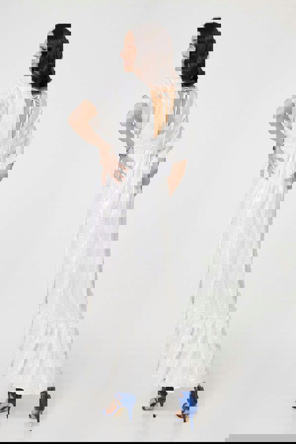 White | Dotty Empire Waist Kimono Maxi Dress