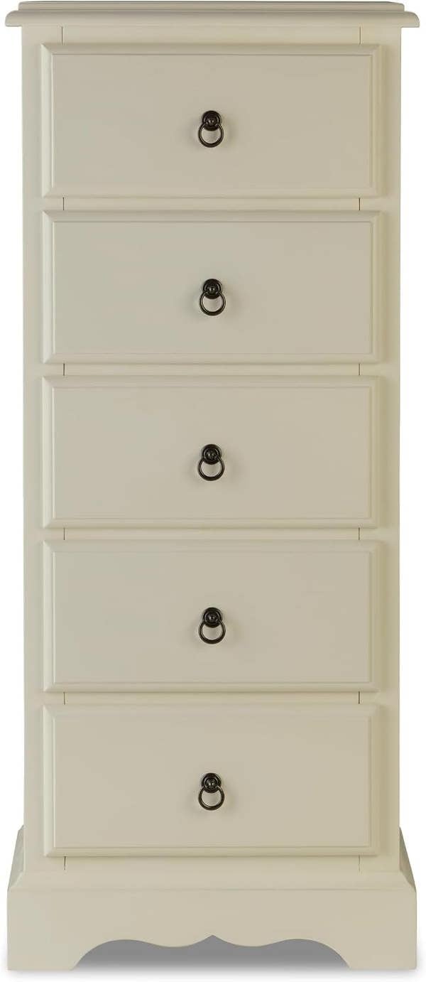 Statement Furniture Romance Tallboy 5 Drawer Narrow Chest of Drawers Assembled Bedroom Storage