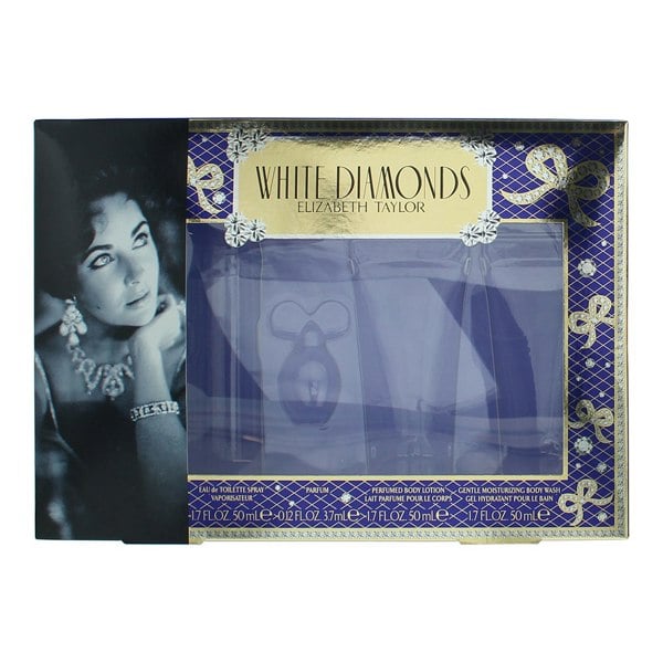 Elizabeth Taylor White Diamonds 4 Piece Gift Set: Eau de Toilette 50ml - Body Lotion 50ml - Body Wash 50ml - Parfum 3.7ml