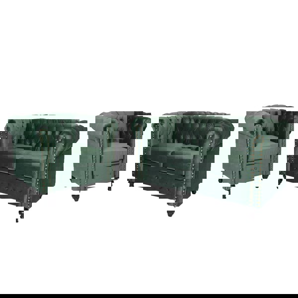 Furniture One Retro Tub Chair, Fabric Armchair, Loveseat Upholstered Chair Set with Nail Decor for Bedroom, Living Room, Office