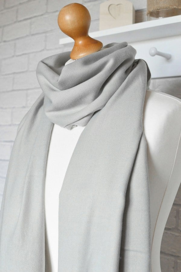 Antonia York Silver Grey Pashmina | Drew Super Soft Large Special Occasion Wrap with Tassels