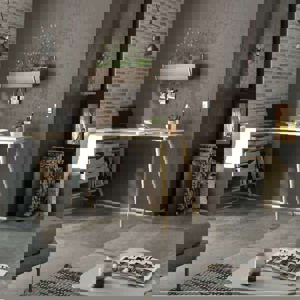 Furniture To Go Oslo Desk 2 Drawer in White and Oak