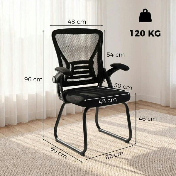 Office Chair, Ergonomic Desk Chair No Wheels with Mesh Backrest and Steel Legs for Home Conference Room, Black