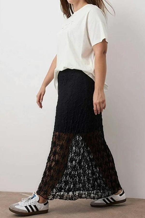 WOVCOR Lace A-line Mini Lined Plus Size Skirt