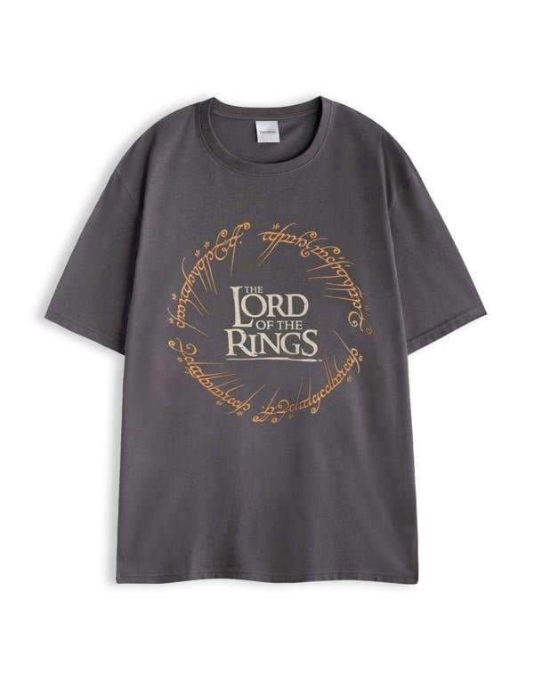 Lord Of The Rings Mens Black Logo Short Sleeve Long Leg Pyjama Set