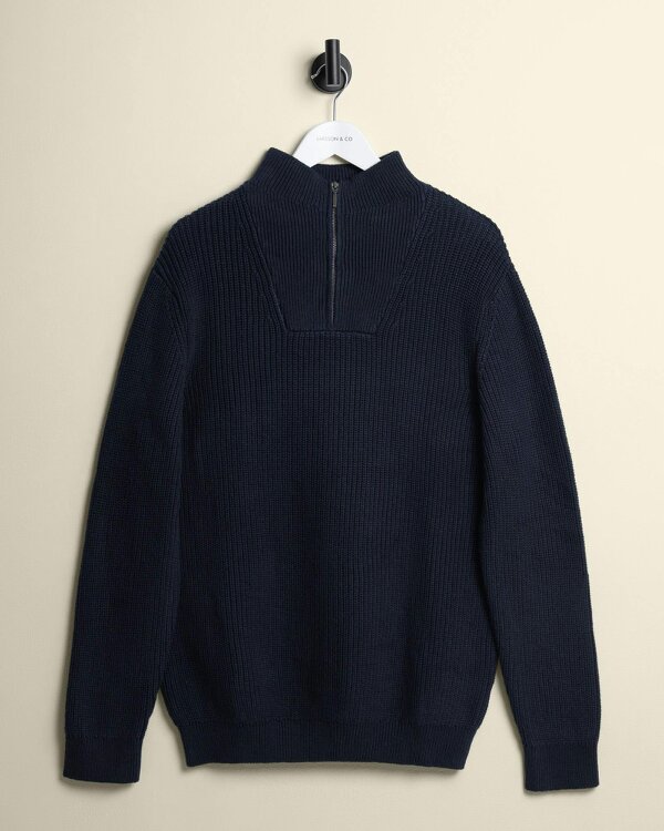 Larsson & Co Rib Panel Knitted 1/4 Zip Sweater