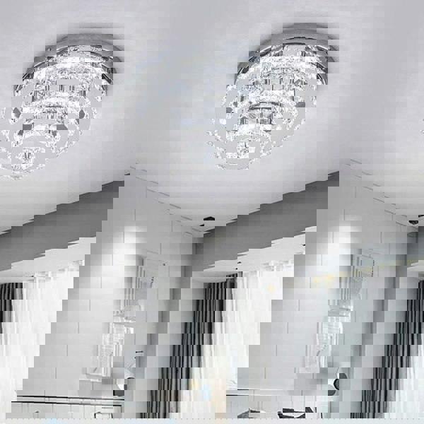 3-Tier Chic Crystal Ceiling Light with Chrome Finish Living and Home 