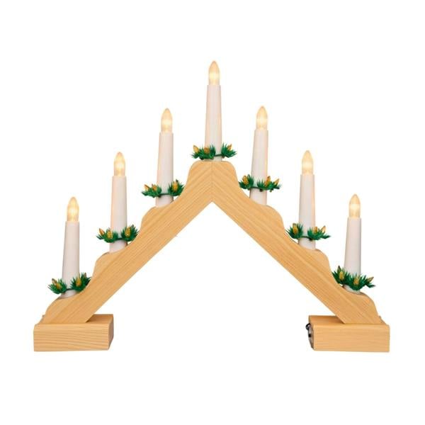 5cm Natural Wooden Pre-Lit Christmas Candle Bridge Decoration with 7 LED Flame Bulbs image 1