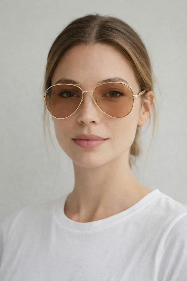 SVNX Metal Aviator Sunglasses With Chunky Arm