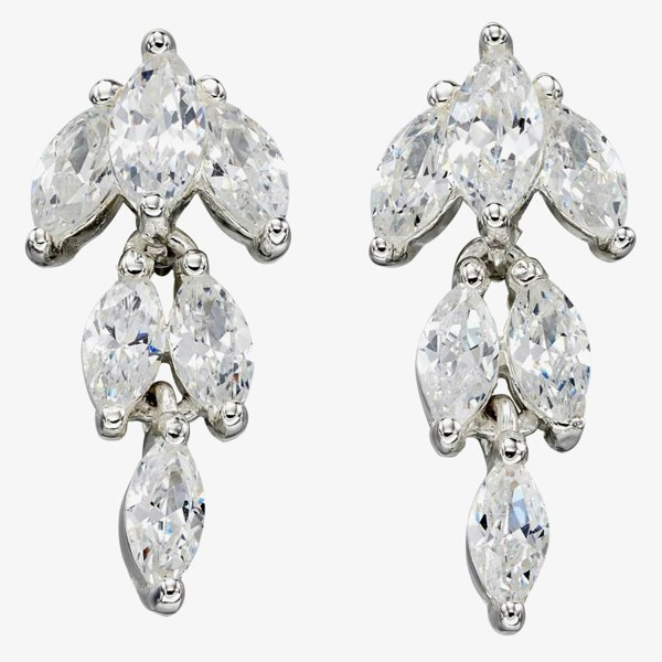 T. H. Baker Sterling Silver Cubic Zirconia Marquise Dropper Earrings E5674C