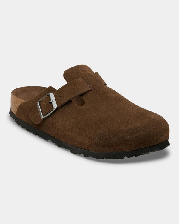 Birkenstock Boston Tonal Footbed Suede Leather Womens Clogs - Carafe Tonal FB | CHO | Designer Womens Clogs