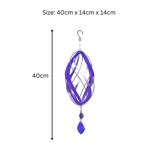 EDH Door Hardware Violet Metal Hanging Spinner – 40cm x 14cm | Wind-Powered Kinetic Garden Ornament | Outdoor Hanging Wind Spinner for Patios