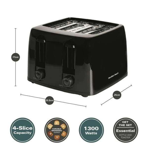 Hamilton Beach Essentials 4 Slice Toaster - Black