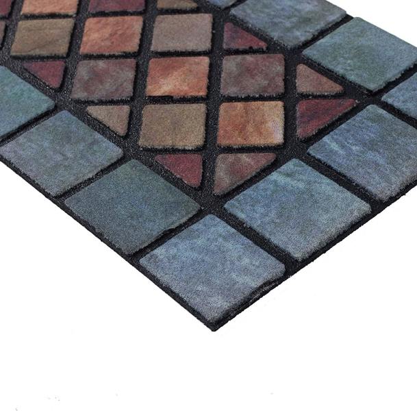 Nicoman Eco-Friendly Rubber Step Mat - Blue Border