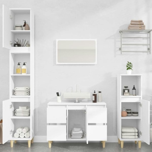 Berkfield 3 Piece Bathroom Furniture Set White Engineered Wood