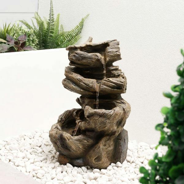 Gardenwize Solar Powered Rock Stack Water Feature with Battery Backup & LED Lights
