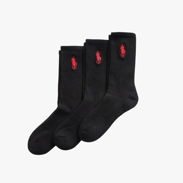 Polo Ralph Lauren EMBROIDBIGPP Crew Socks Socks   in  Black