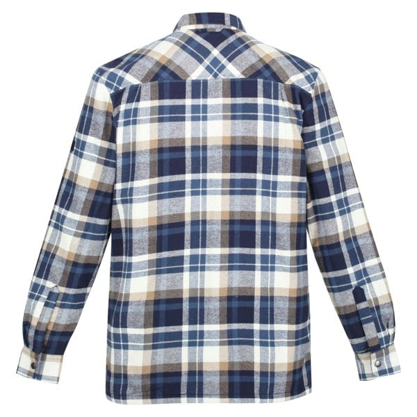 Regatta Mens Thamos Checked Long-Sleeved Shirt - Navy/Gold Sand