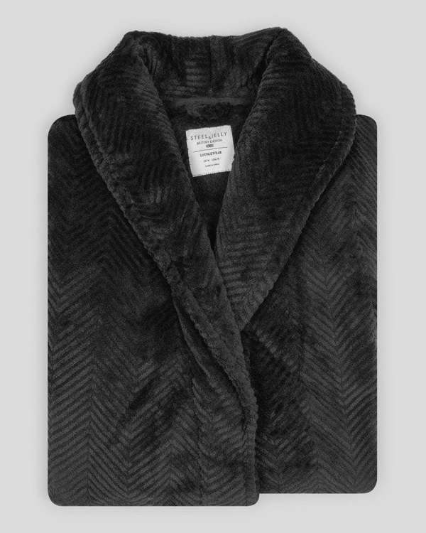 Steel & Jelly Kensal - Herringbone Texture Supersoft Fleece Dressing Gown