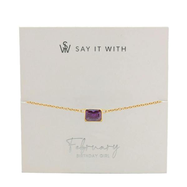 Say It With Emerald Cut Birthstone Necklace - Yellow Gold