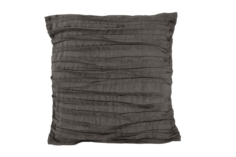 Lazy Linen Pure Washed Linen' Ruffled Cushion - Black