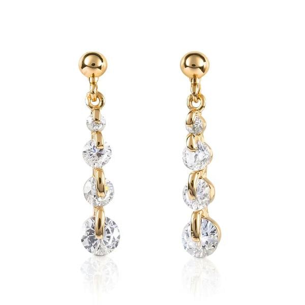 namana Gold Dainty Drop Earrings For Women with 4 Sparkling Cubic Zirconia Stones