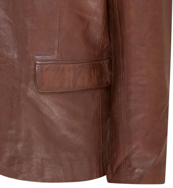 Infinity Leather Mens Slim Leather Italian Blazer Jacket-Somero