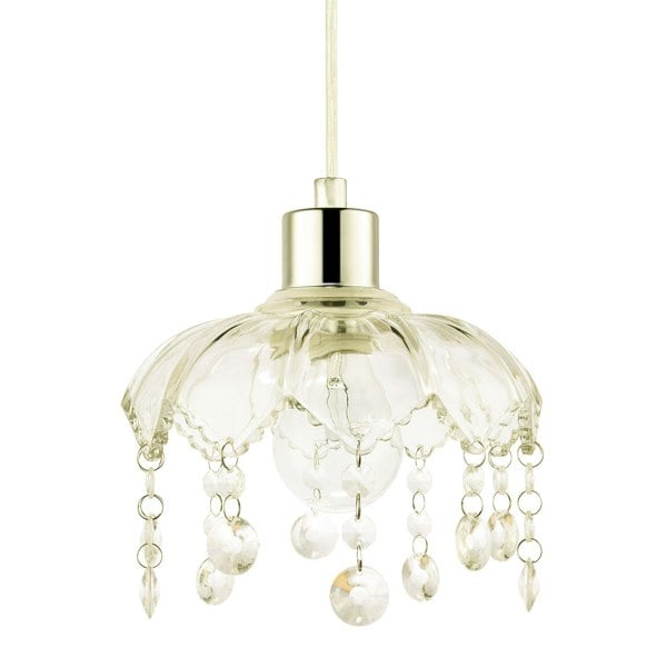 Traditional and Shabby Chic Clear Glass Easy Fit Pendant Lamp Shade Image 1