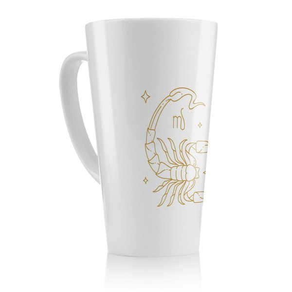 Benjamin Tate Design Zodiac Scorpio Horoscope In Gold & White Dining Latte Mug