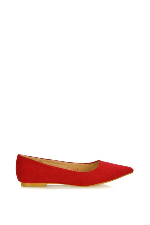 XY LONDON Pointed Toe Low Heel Bridal Ballerina Pump Shoes - Red