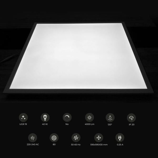 ENER-J LED Backlit Panel, 595x595x30mm, 4000 Lumens, 6000K, 40W, No Flicker CE Driver, Ultra Slim Design, 3 Years Warranty | Pack of 6