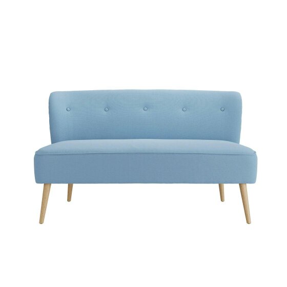 Wyld Haus Hettie Soft Blue 2 Seater Love Sofa Wooden Legs