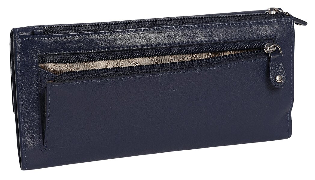 SADDLER CLAIRE Long Leather Trifold Purse - 18 Card Slots, Dual Zip Pockets, and Note Sections - RFID Protected
