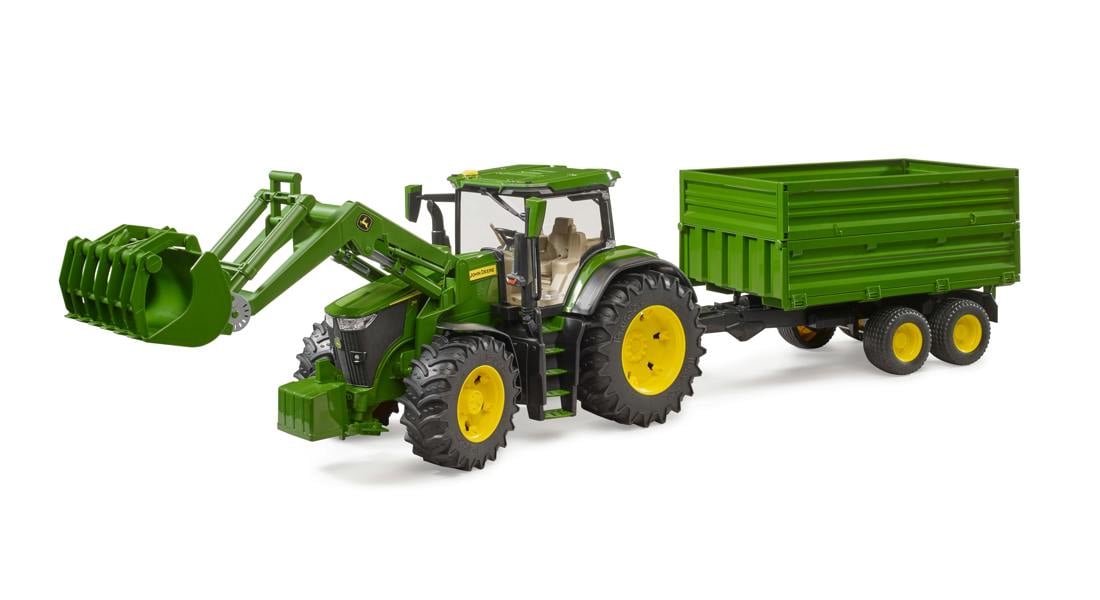 Bruder John Deere 7R 350 frontloader and tandemaxle tipping trailer Construction Loader Model