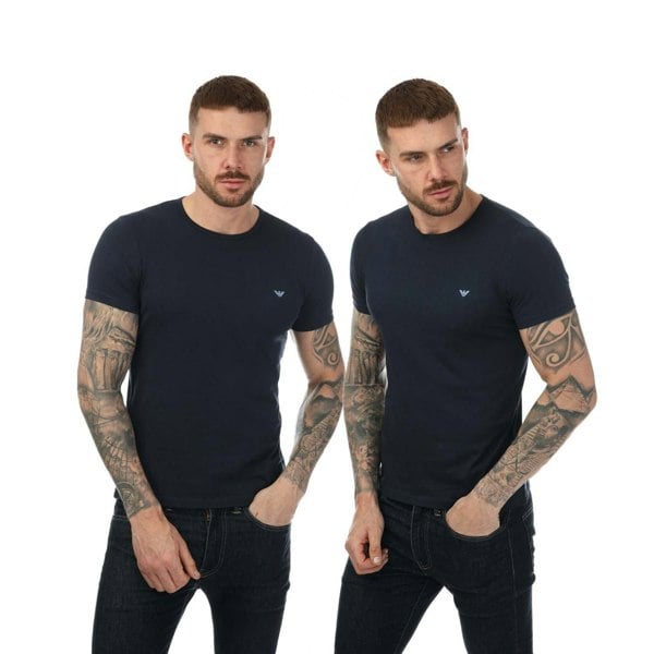 Emporio Armani Mens Crew Neck T-Shirt (Pack of 2) - Navy
