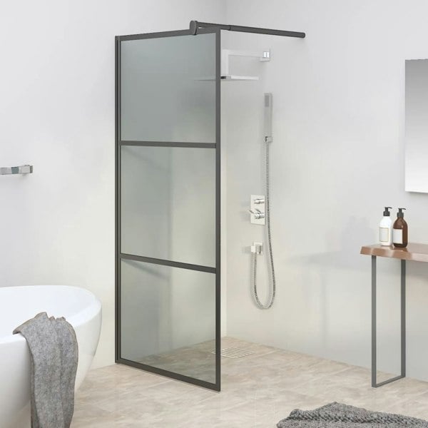 Berkfield Walk-in Shower Wall 80x195cm Dark ESG Glass Black