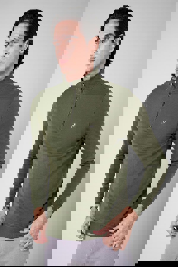 ENORSIA Elbow Patch Half Zip Sweatshirt